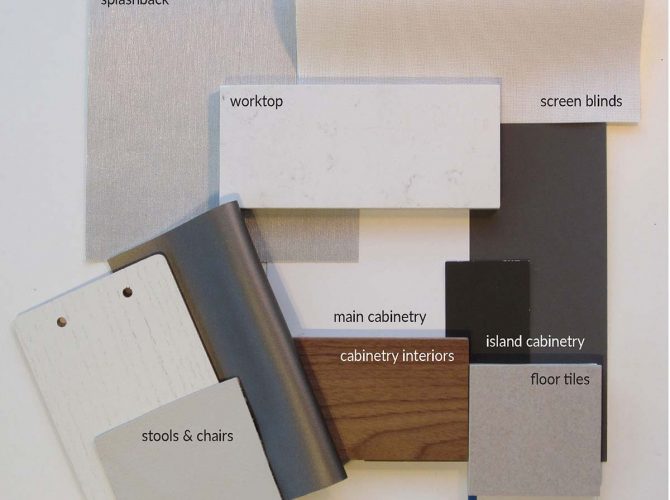 Presenting fabrics and finishes for our interior design projects
