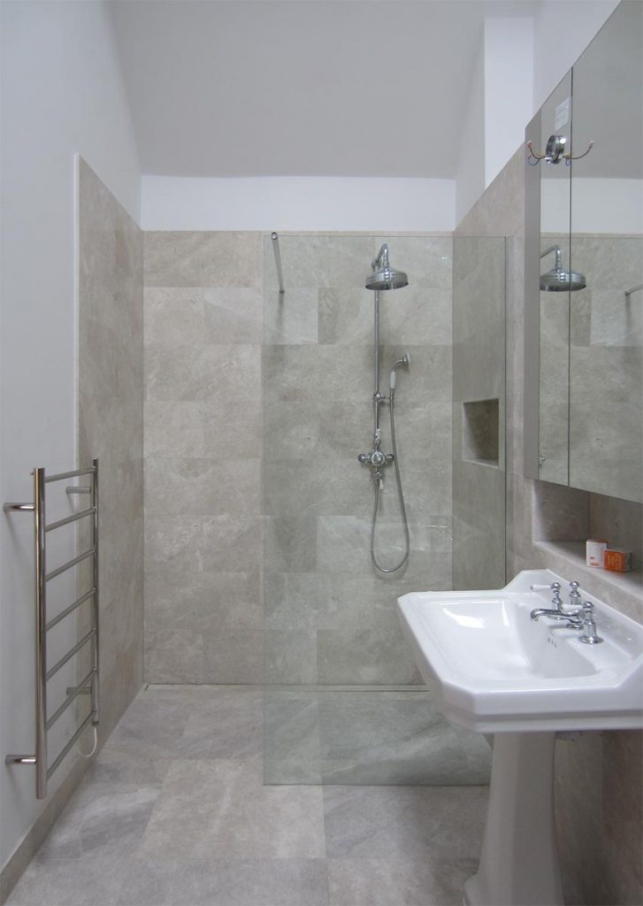 surrey bathroom limestone wetroom shower